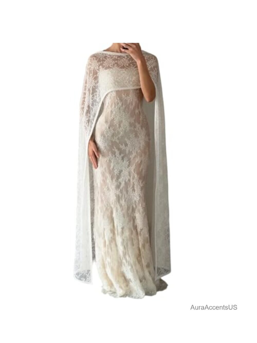 Elegant Floral Lace Cape Shawl Sheer Wrap Bridal Wedding Cover Up